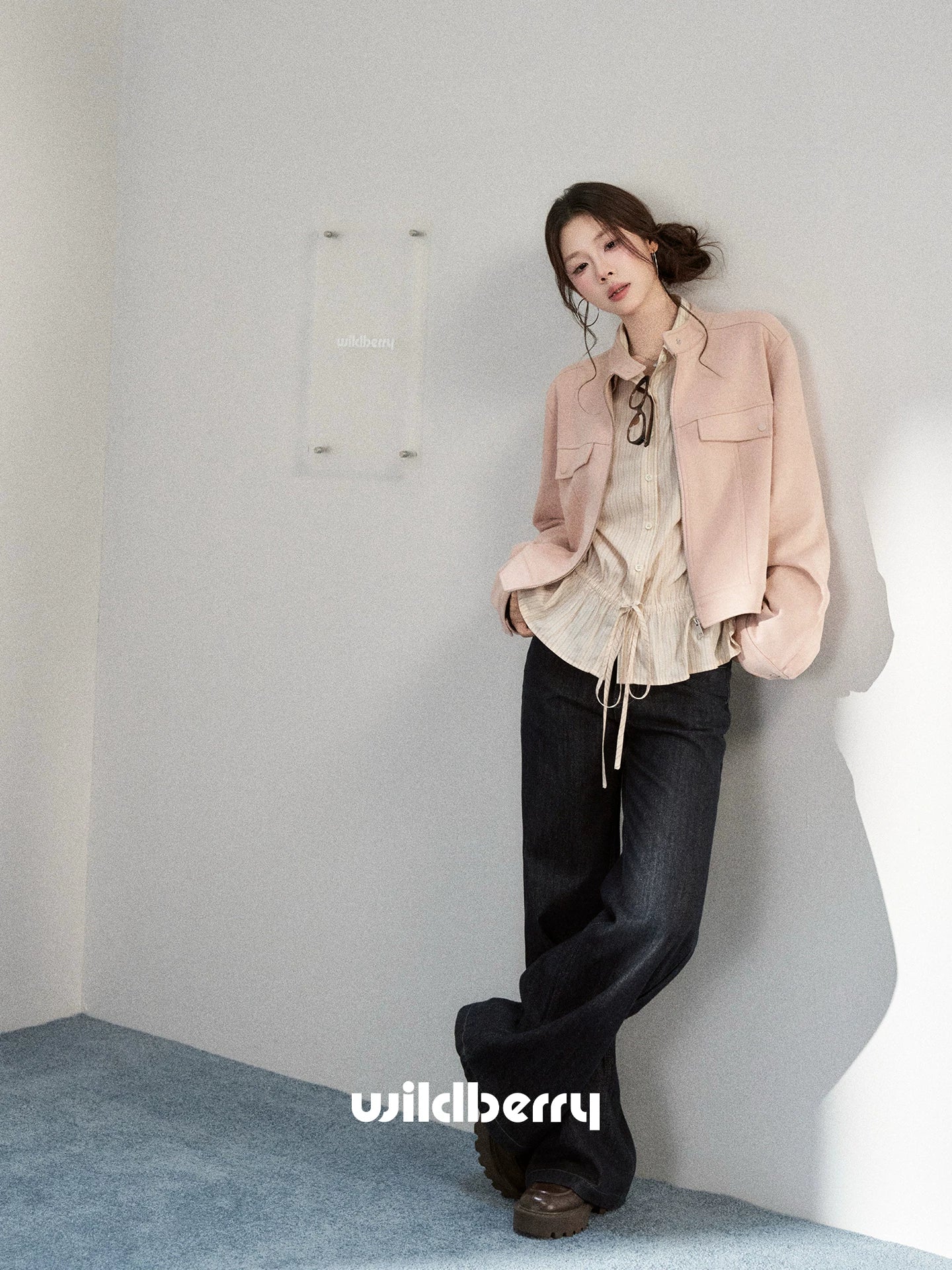 Wildberry Light Pink Suede Cropped Jacket