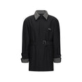 INTERLINKED Contrast Stripe Belted Trench Coat