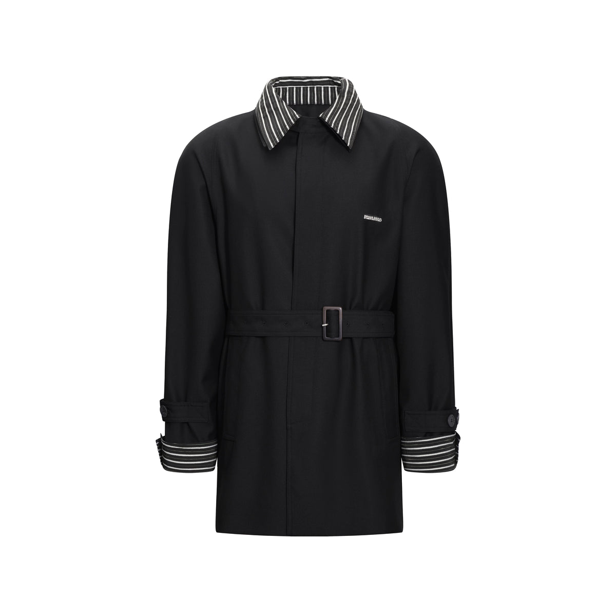 INTERLINKED Contrast Stripe Belted Trench Coat