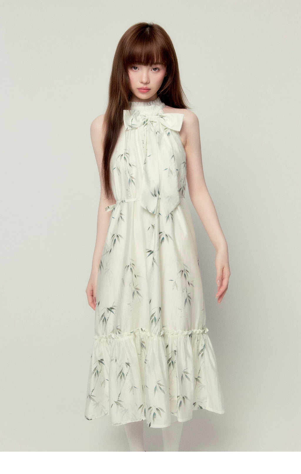 LOST FOREST Neck Bow Loose Dress