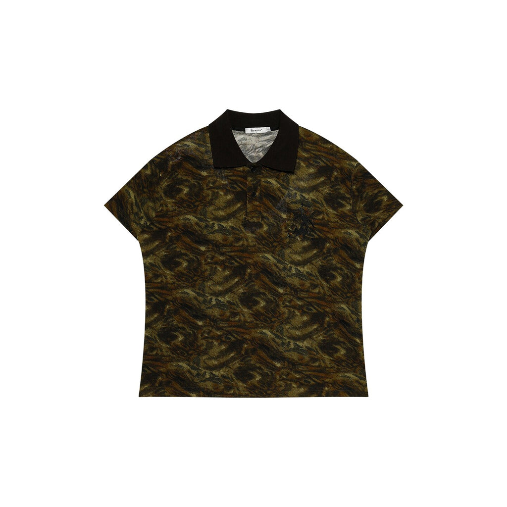 FUNKYFUN Twisted Swirl 3D Embroidery Relaxed Polo Tee