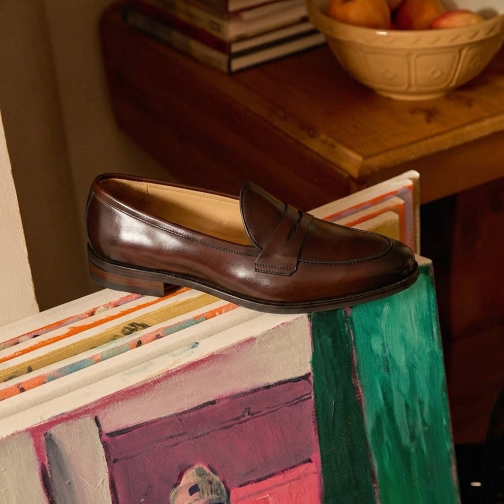 TERRAKOO Leather Slip-On Round-Toe Loafer