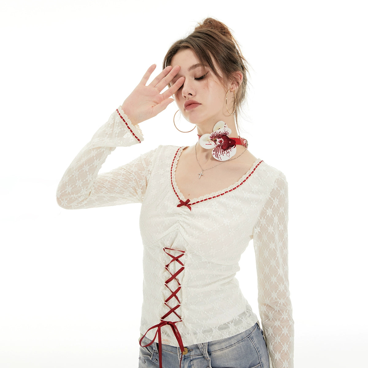 Imone Lace Bow Long Sleeve