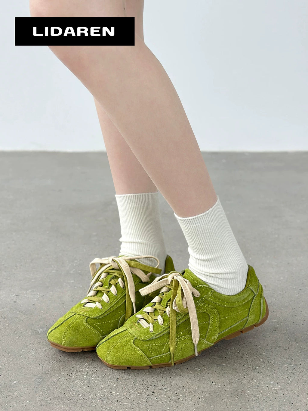 Lidaren Produced Retro Green Suede Lace-Up Sneaker
