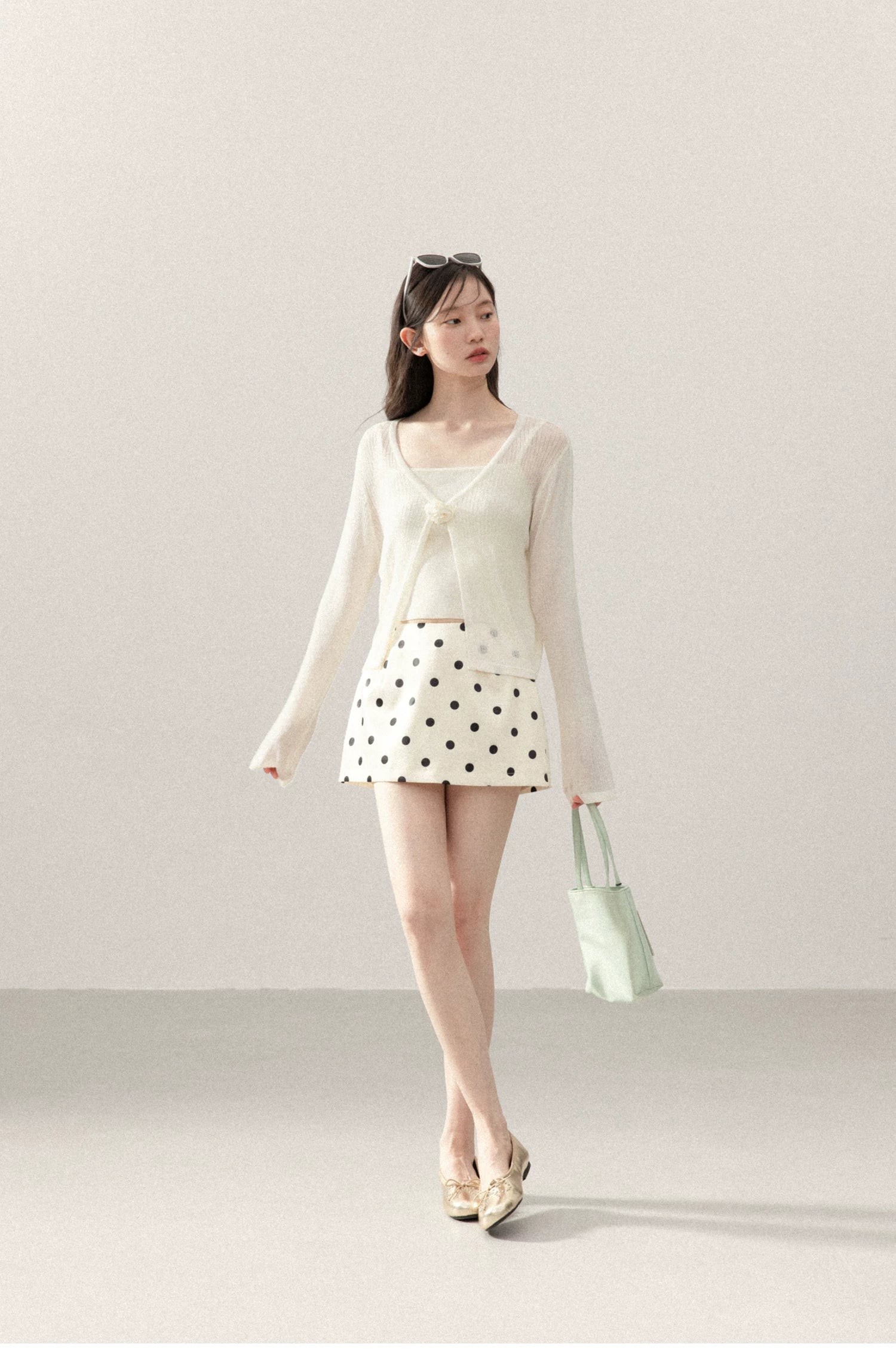 Cantonstory Polka Dot High Waist Slim Skirt Pants