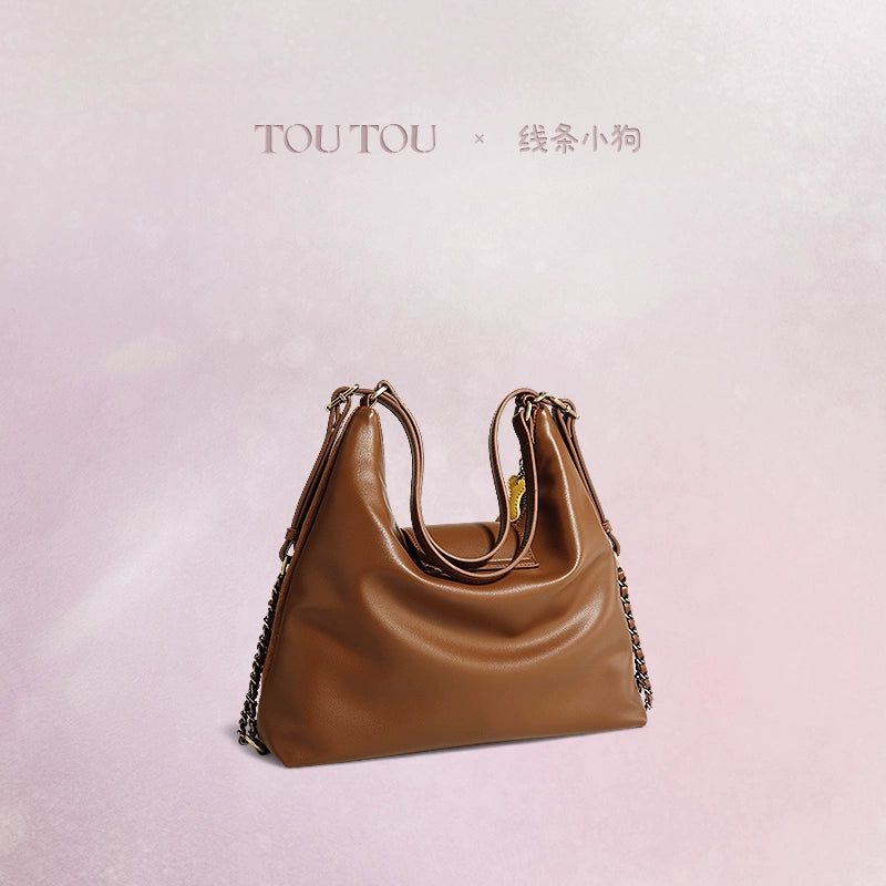 TOUTOU Faux Leather Zip-Top Tote Bag