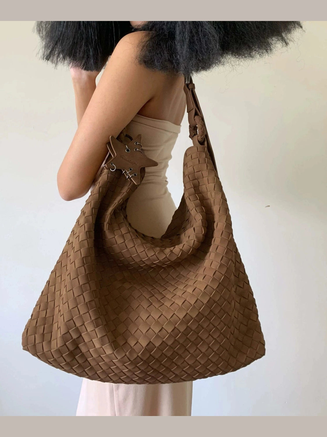 ECODAY Suede Woven Bag Large Capacity Tote Bag
