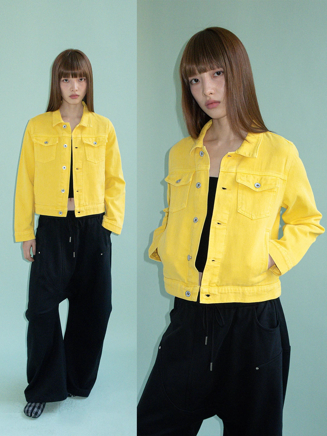 FUNKYFUN Short Lapel Denim Jacket