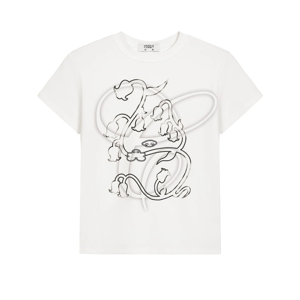 CIRCLECAGE Retro Graphic Print Fitted Short-Sleeve Tee