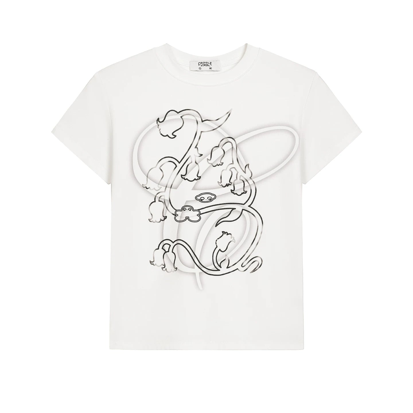CIRCLECAGE Retro Graphic Print Fitted Short-Sleeve Tee