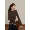 EGGKA Double-layer Lace Polished Floral Slim-fit Long Sleeves