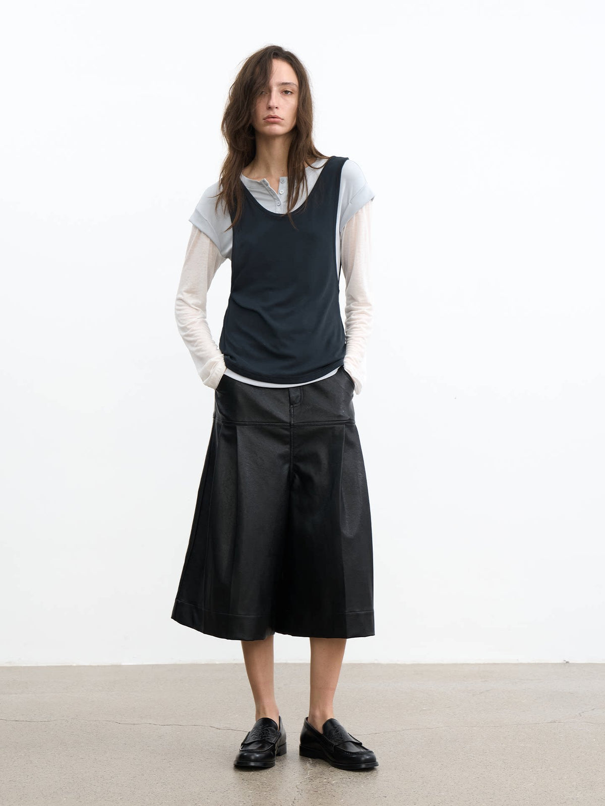 JCAESAR WOMEN Layered Long-Sleeve Base Layer Two-Piece Tank Top Set