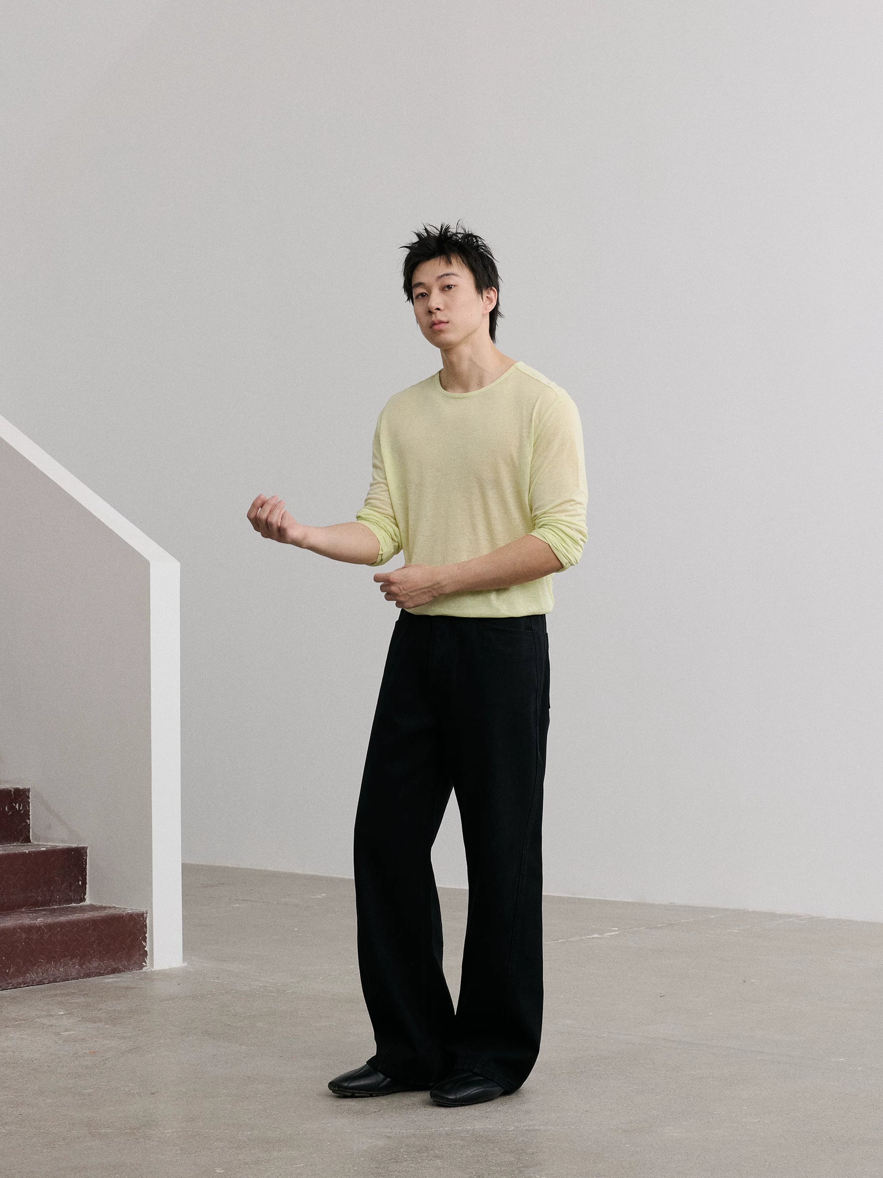 AFTERGLOW Ultra-Thin Linen Off-Shoulder Long-Sleeve Top