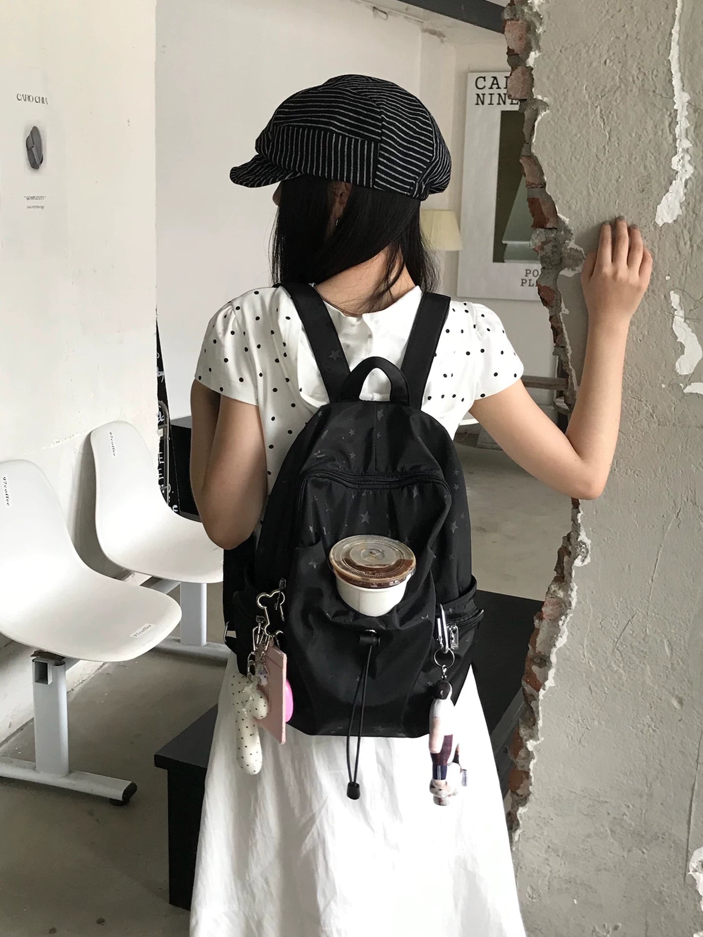 Unique blue Nylon Zip-Top Backpack