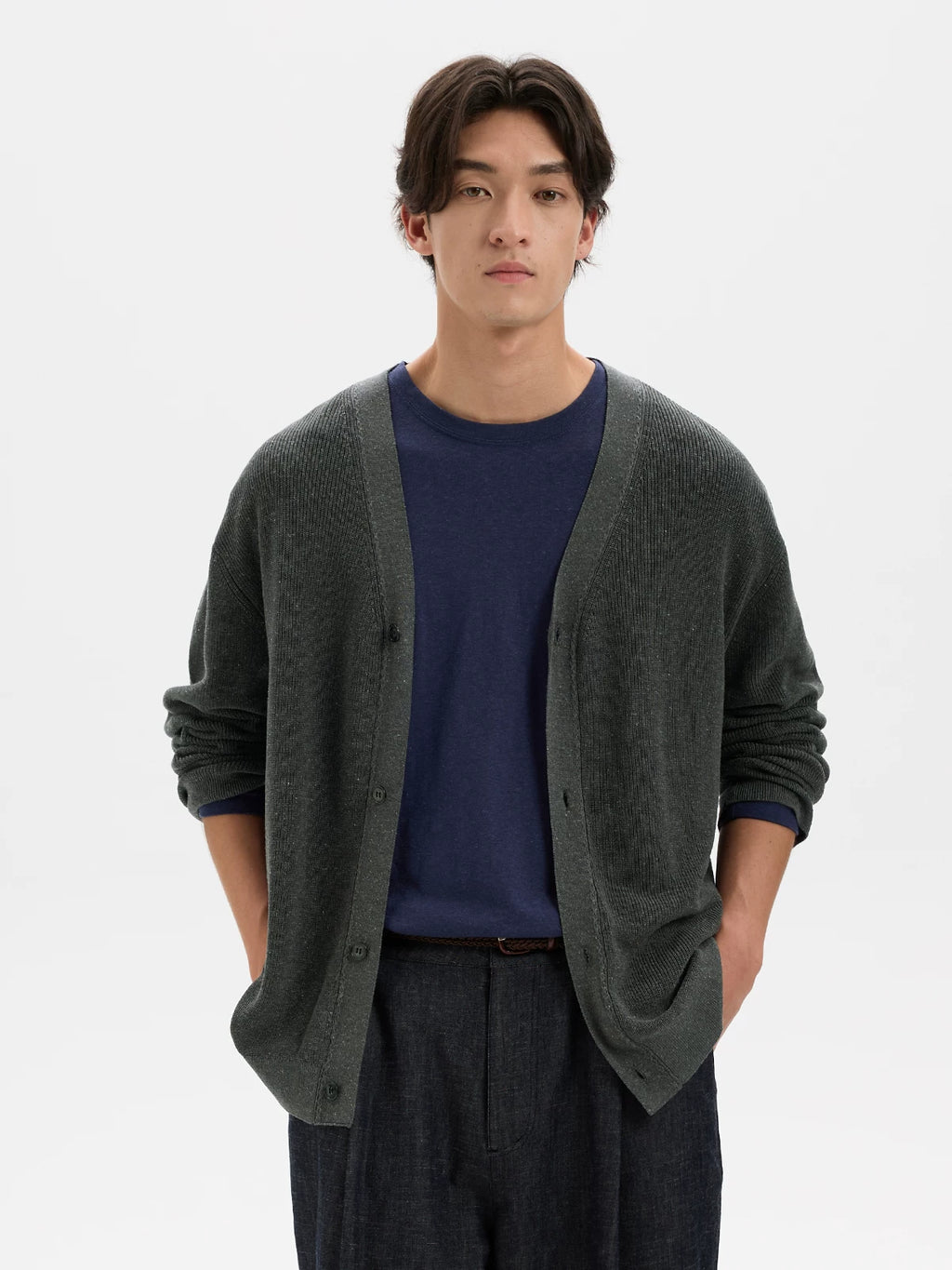 BUTTBILL Casual V-Neck Loose Knit Cardigan