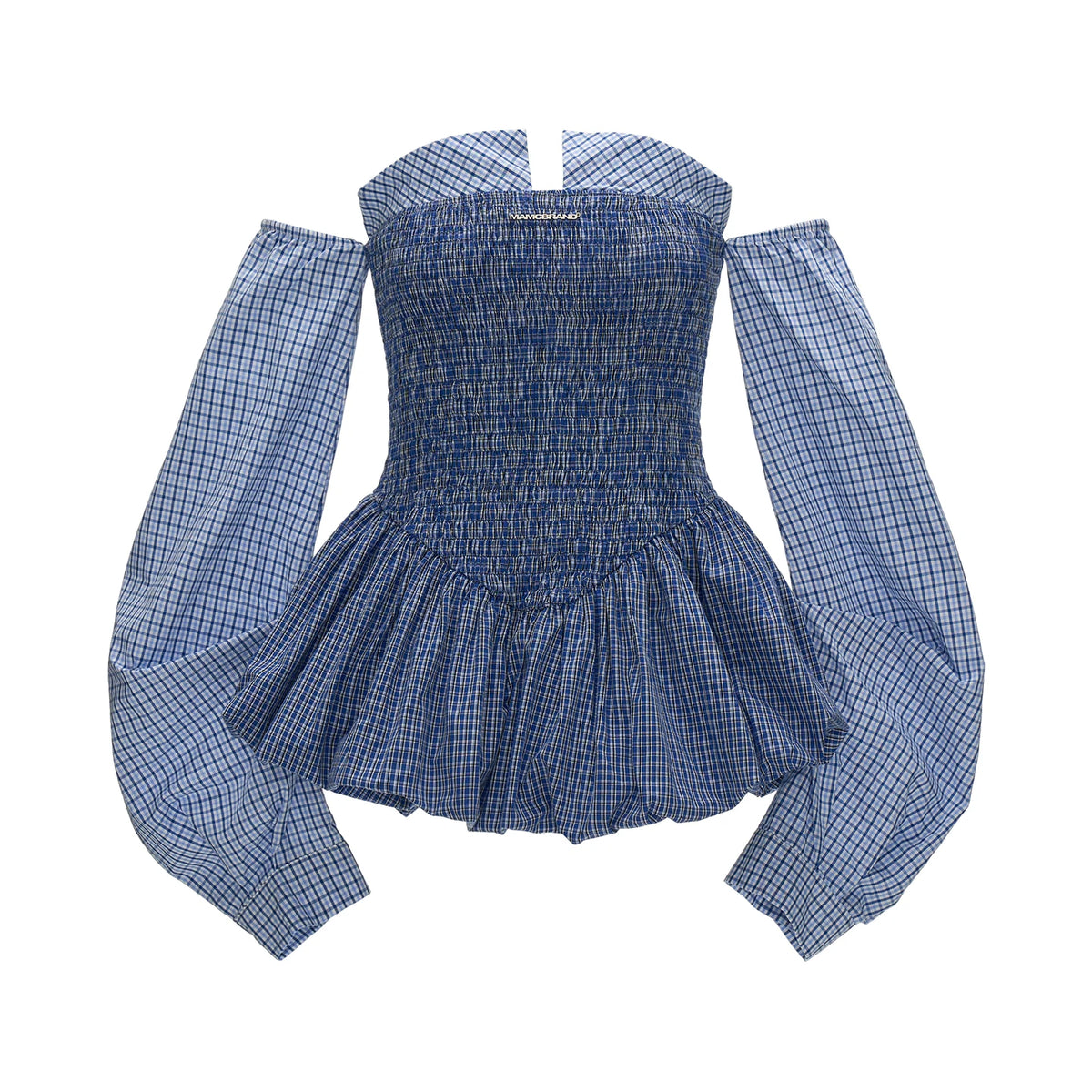 MAMC Striped Shirred Strapless Bubble Dress