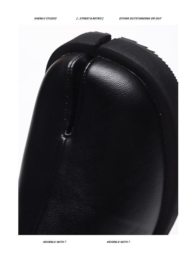SHENLV STUDIO TABI Japanese one-pedal leather shoes