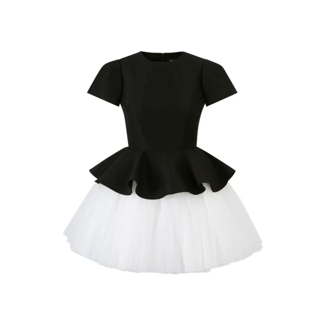 Avenement Mesh Stitching Temperament Waist Dress