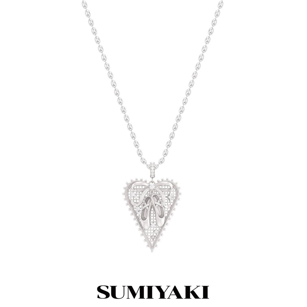 SUMIYAKI Bow Heart Pendant Necklace