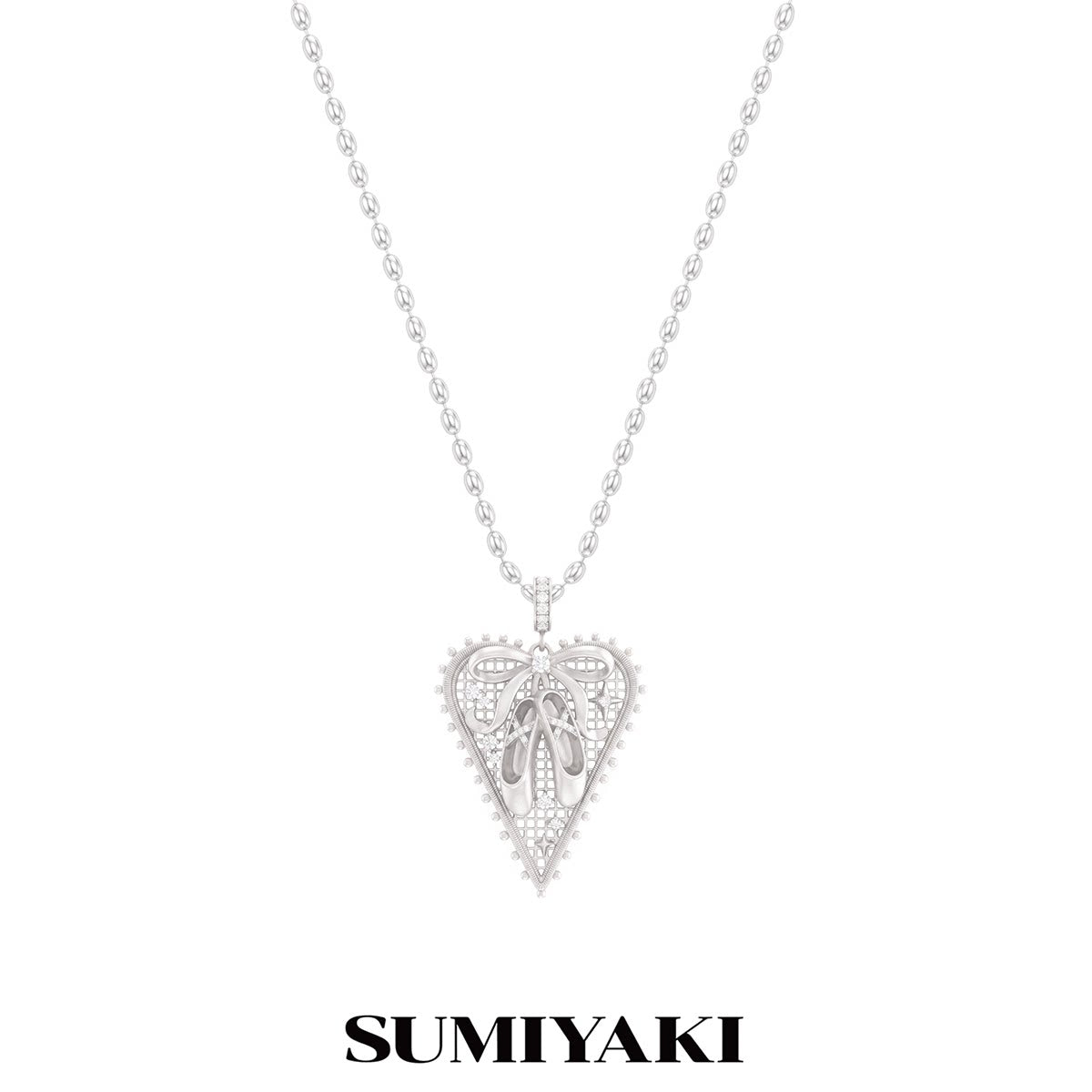 SUMIYAKI Bow Heart Pendant Necklace