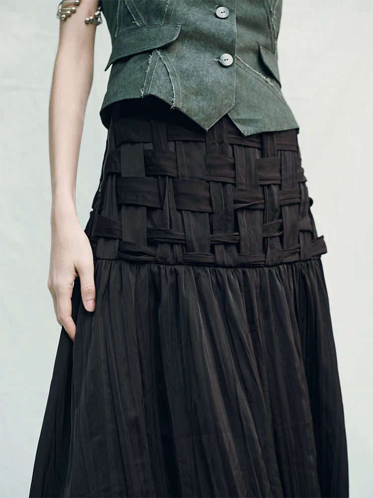 AnnoMundi Asymmetrical A-Line High-Waist Midi Skirt