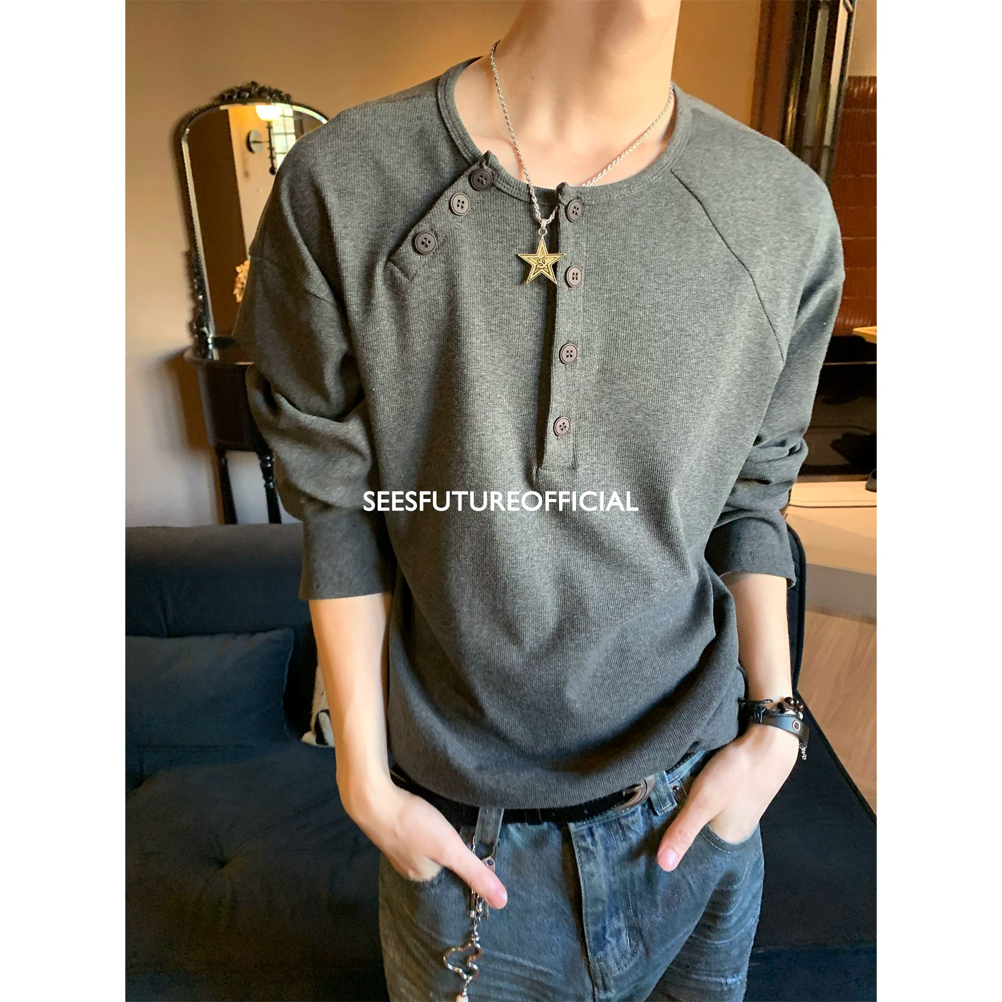 Seesfuture Slack Sense Simple Versatile Base Long Sleeve
