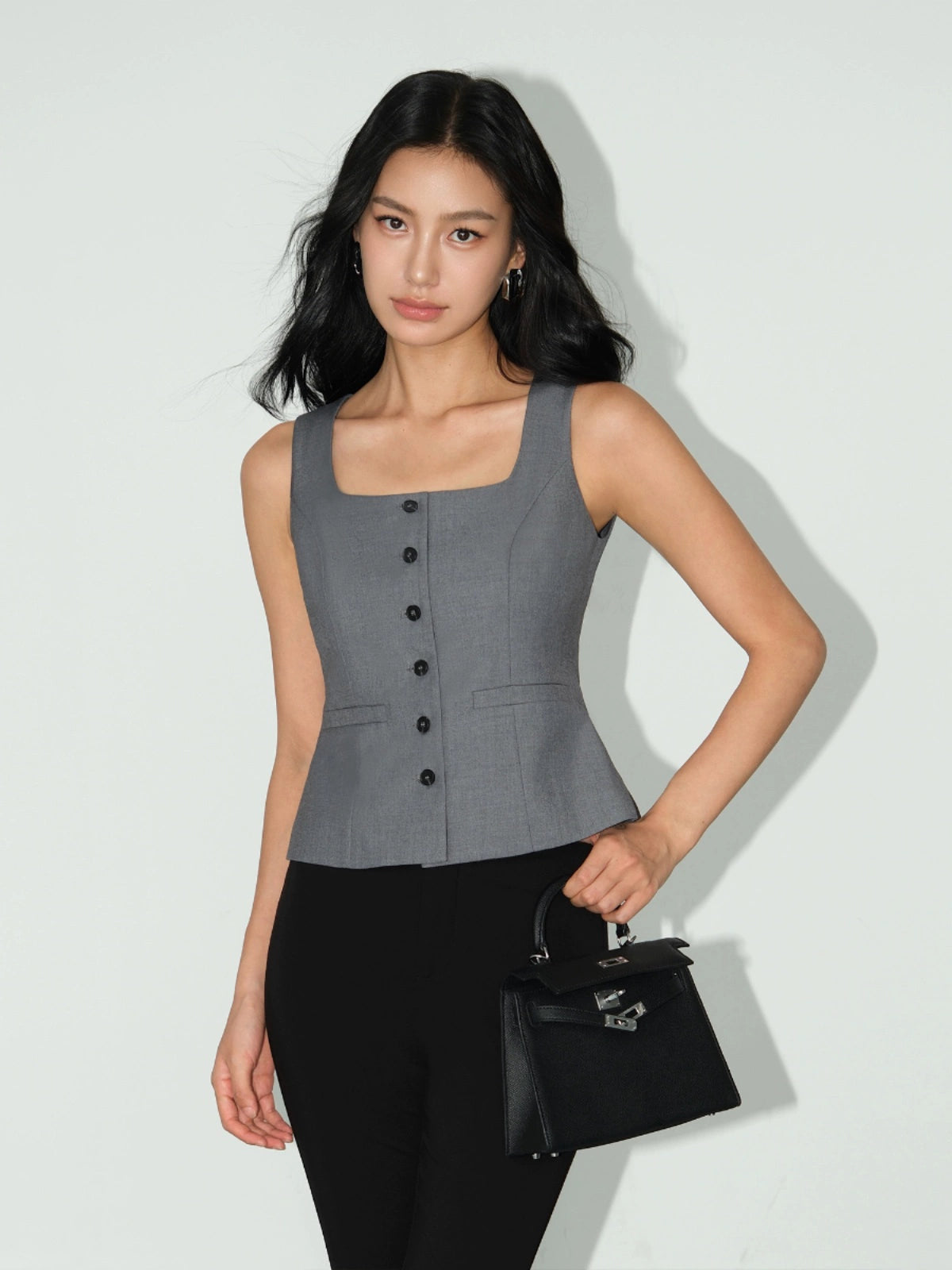 NEVA HU Square Collar Suit Vest
