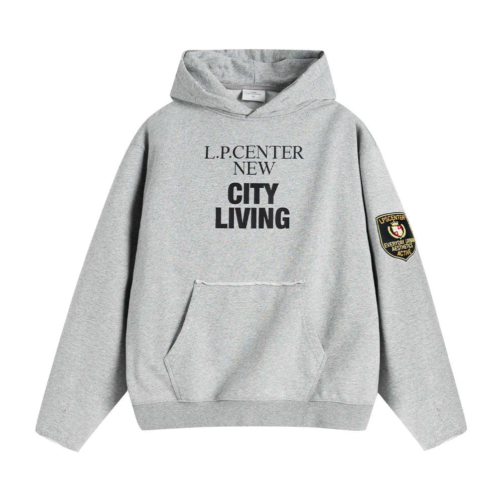 Loopsoon Letter Badge Print Loose Hoodie