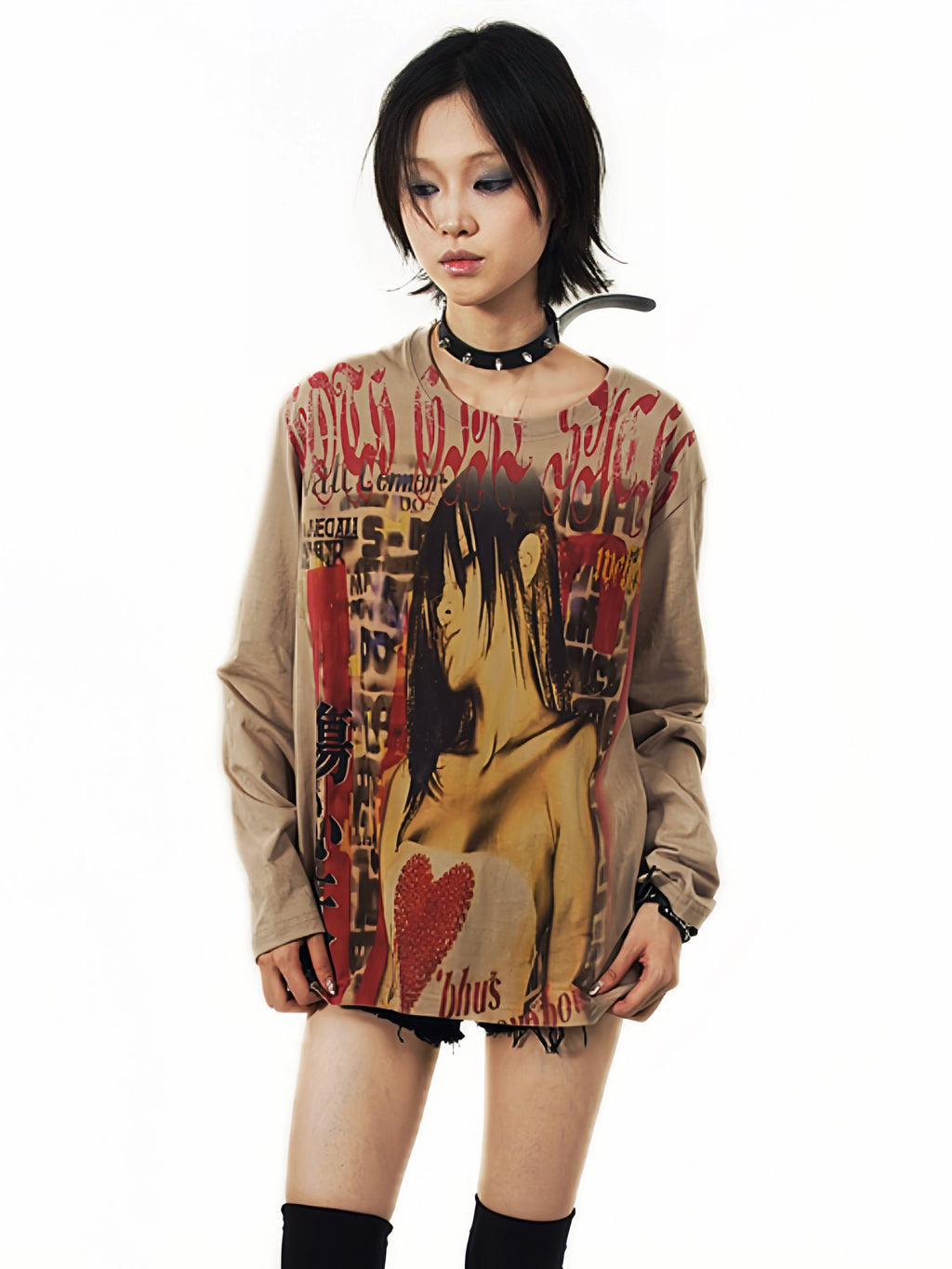 WEBBAR Y2K Sad Angel Long Sleeve T-Shirt
