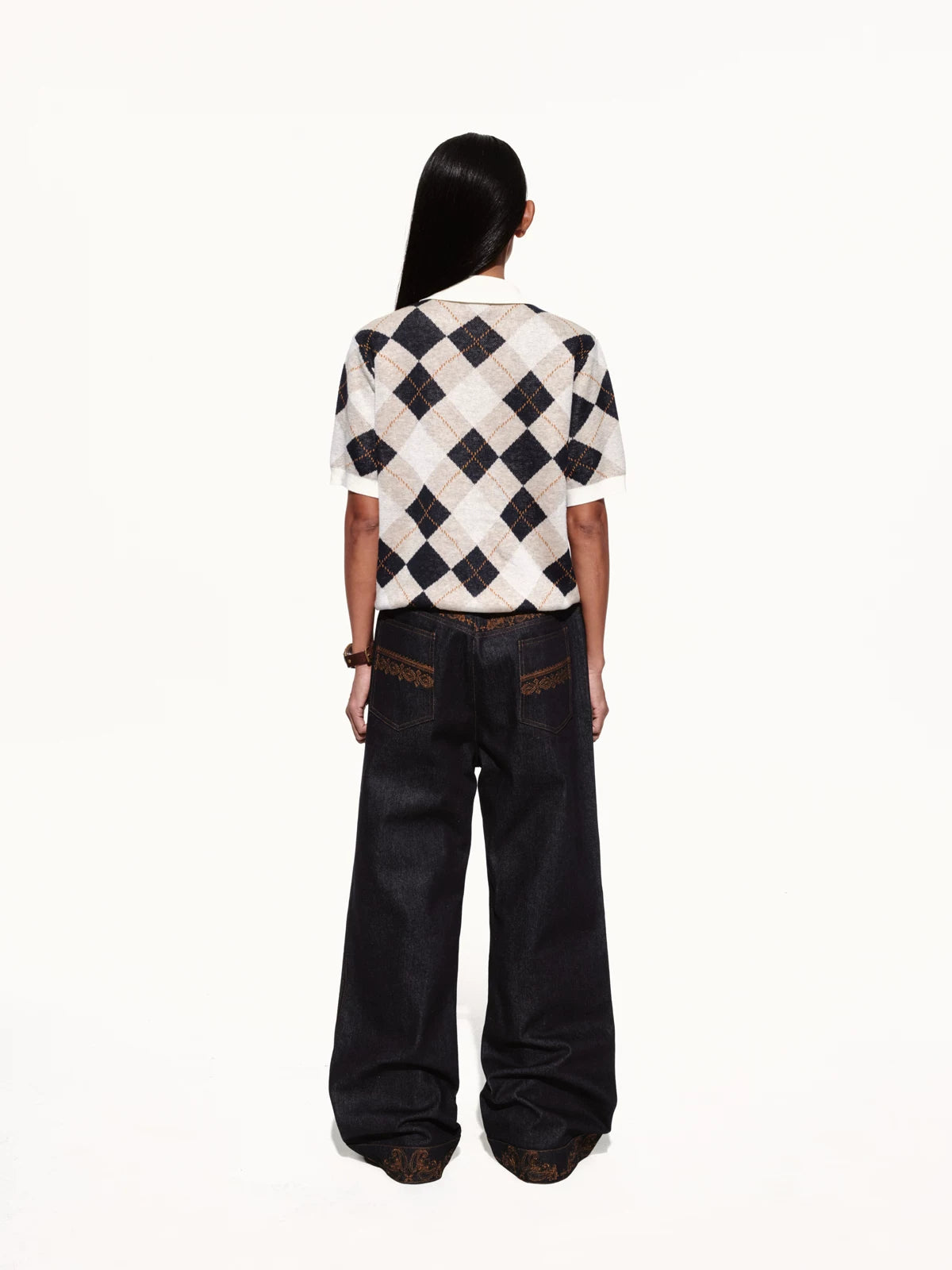 OPENFLY Argyle Breathable Collared Polo Shirt