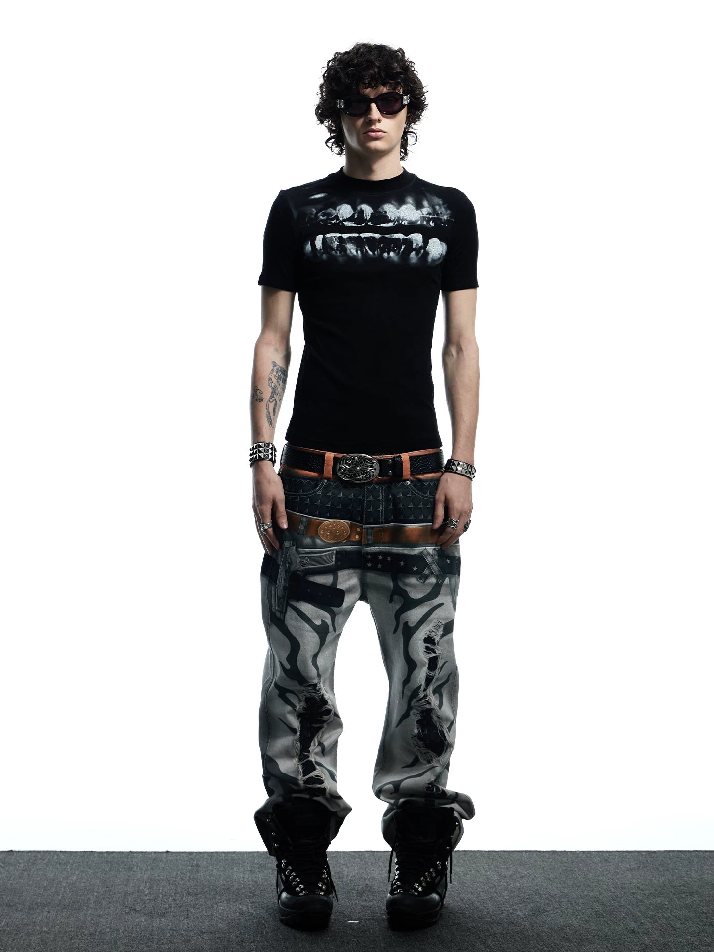 DND4DES Tight Print Elastic Casual Backing Tee