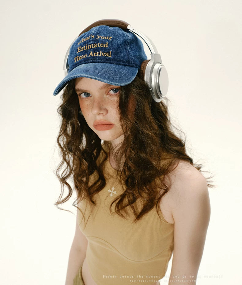 YORSOY Vintage Denim Alphabet Baseball Cap