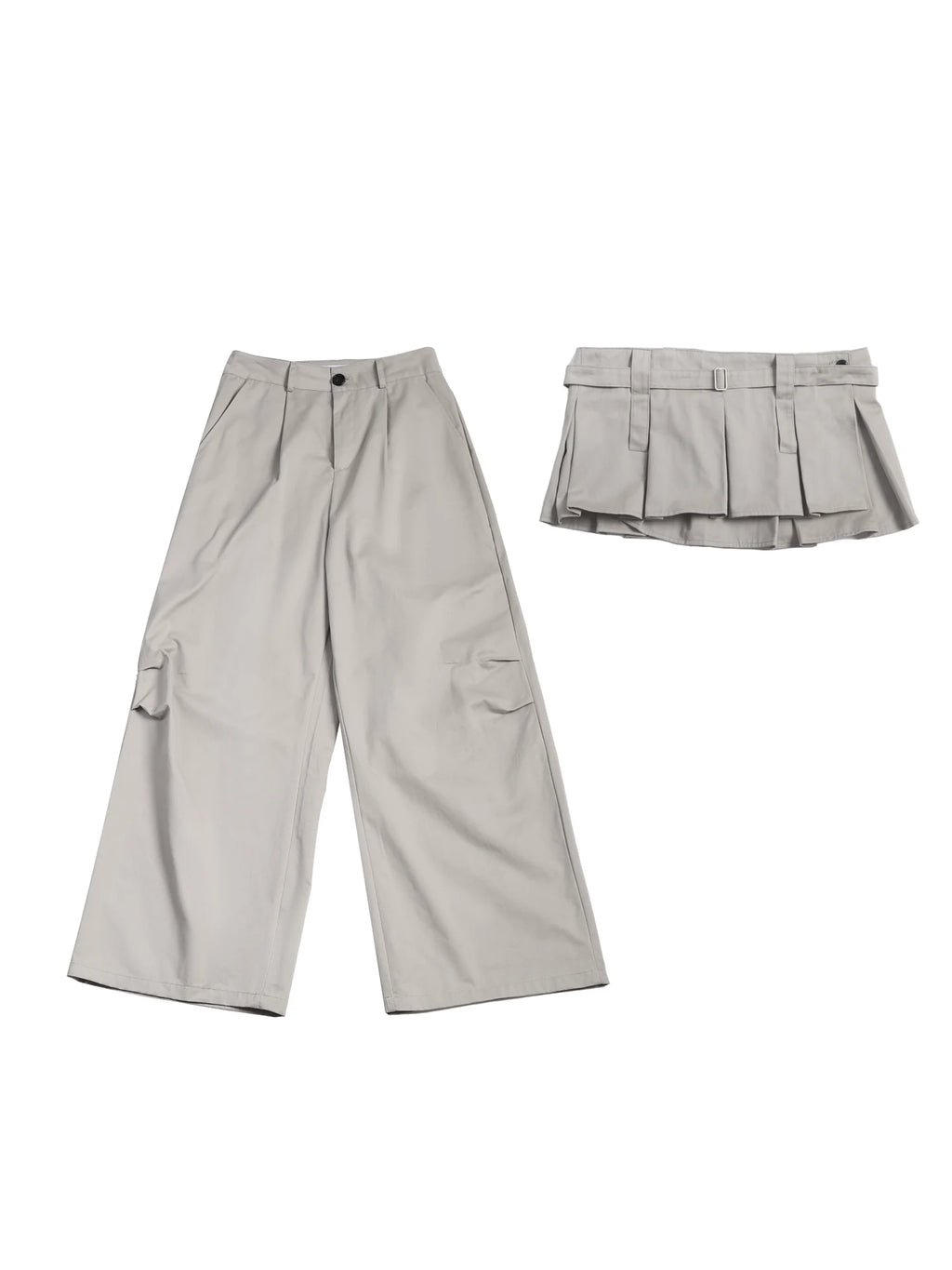 Two days off lab Pleated High-Waist Wide-Leg Two-Piece Pants Set