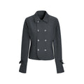 JIKOO Notch Lapel Double-Breasted Cropped Jacket