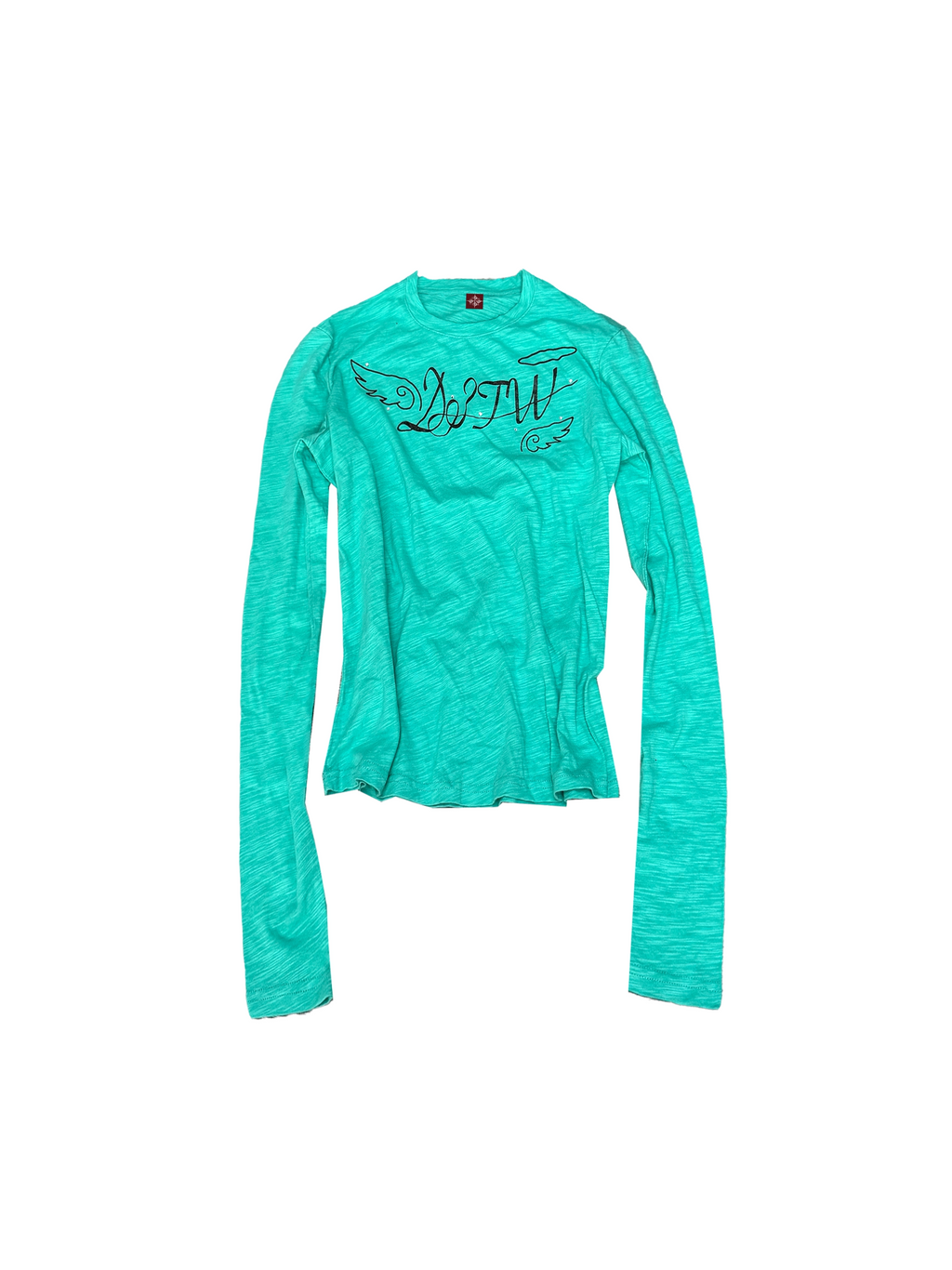 DETW Angel Slogan Cotton Slimming Long-Sleeve Tee