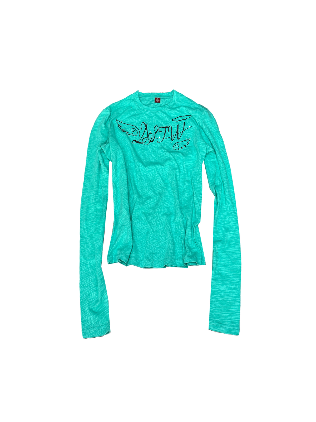 DETW Angel Slogan Cotton Slimming Long-Sleeve Tee