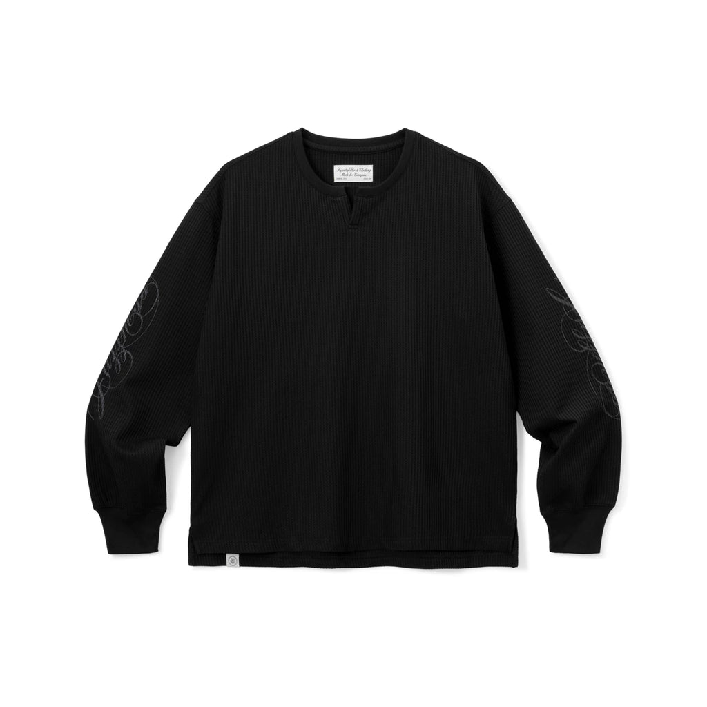 SUPERTOFU JAZZNESS V-Neck Waffle Long-Sleeve Tee