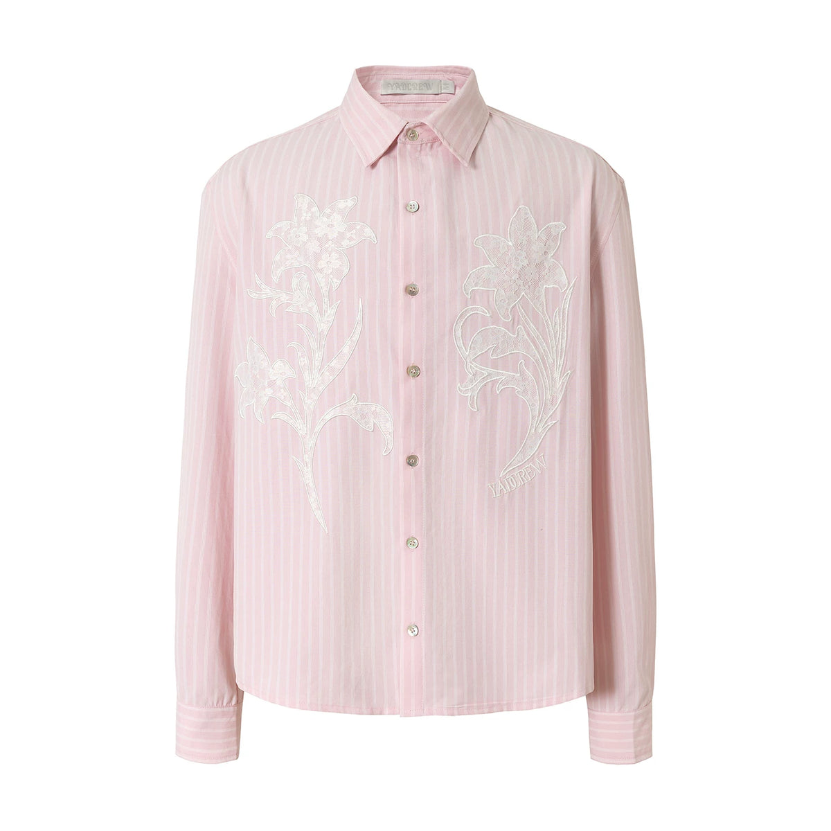 YADcrew Striped Embroidered Relaxed Long-Sleeve Shirt
