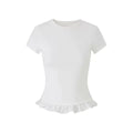 Avenement Splicing Lace Slim Body Contrasting Tee