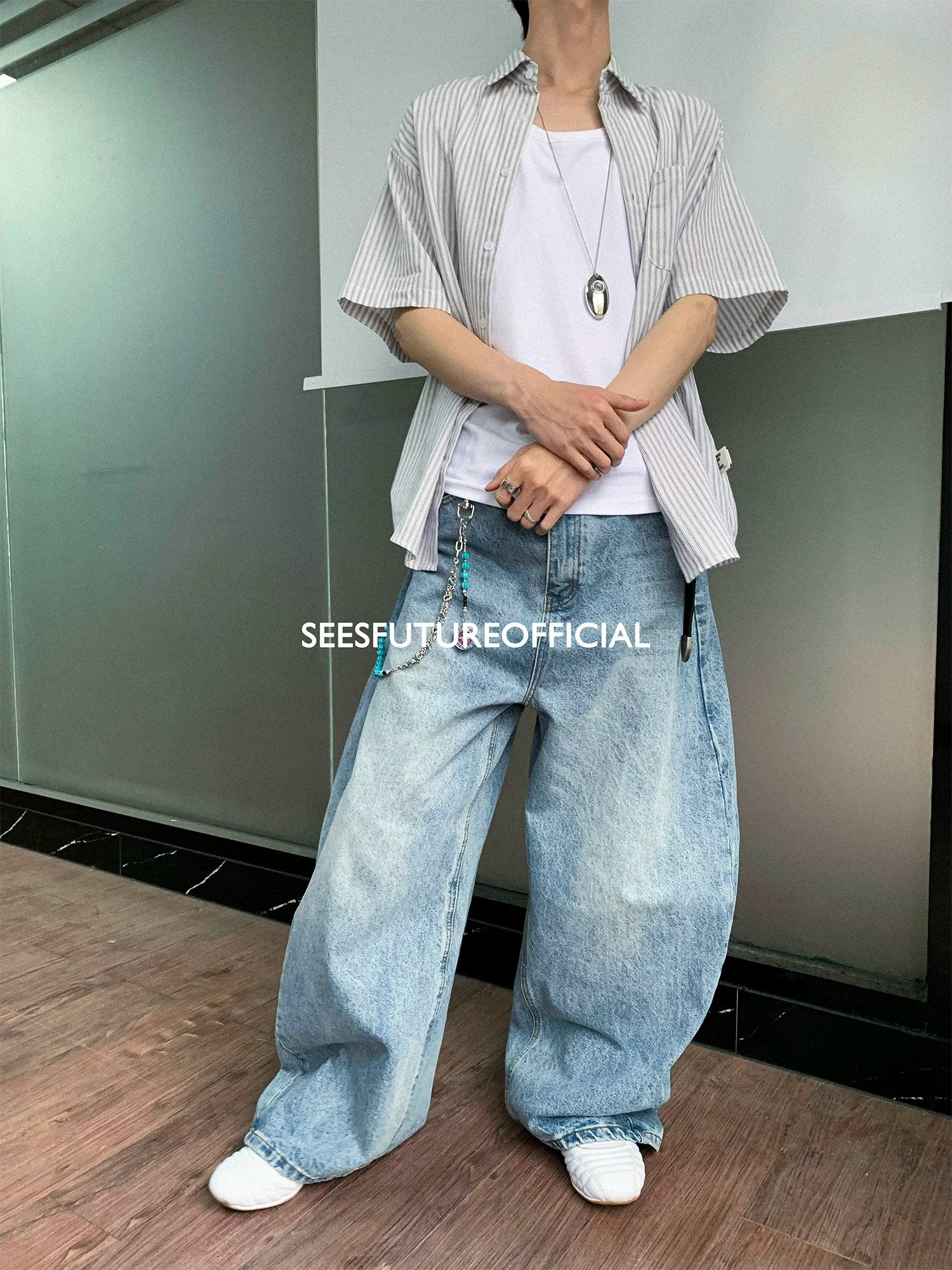 Seesfuture Versatile Floor-mopping Wide-leg Jeans