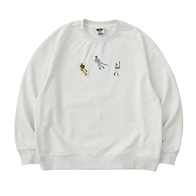 Battles Baseball Embroidered Crew Neck Sweater