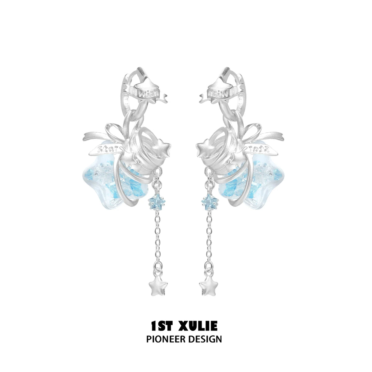 1ST XULIE Star Wishing Bottle Ear Cuff And Stud Earrings