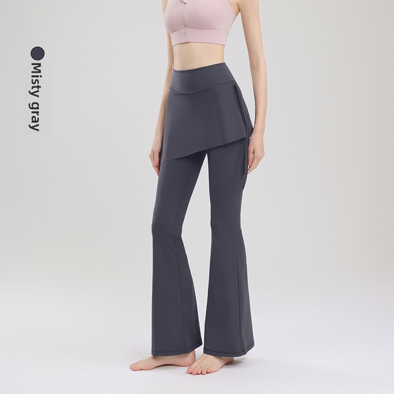 TIANQINGSE Fake Two-piece Side Drawstring Skirt Curtain Hip Cover Micro-pull Pants