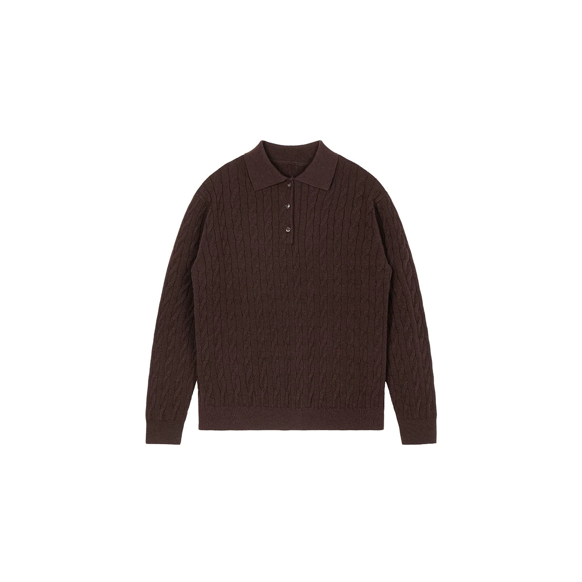 NO LOGO Wool Lyocell Twist Knitted Polo Shirt