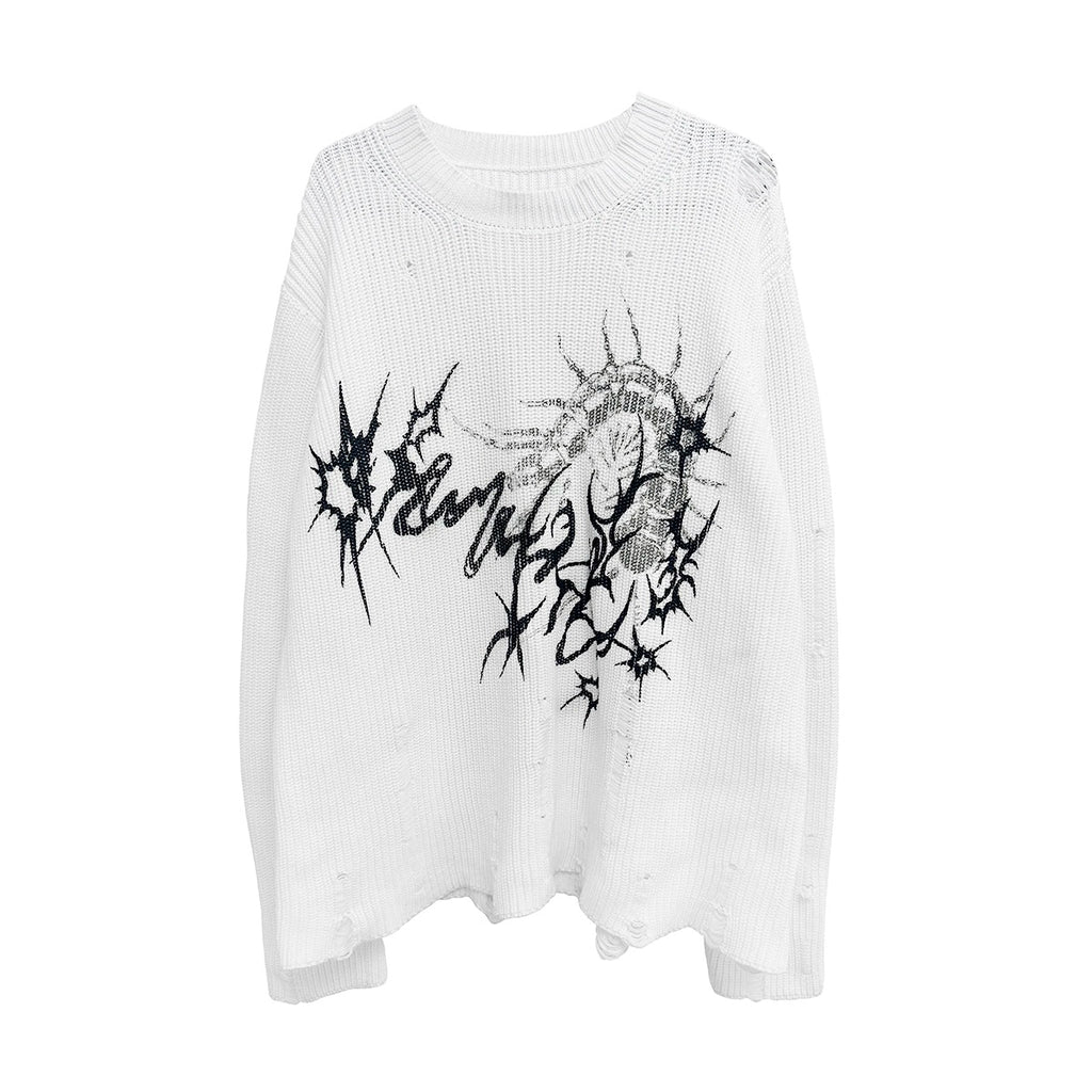 Wetbody Pullover Hole Loose Neutral Sweater