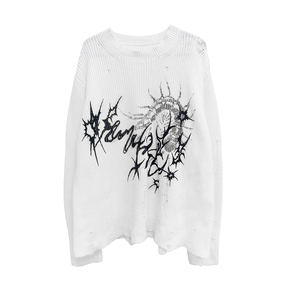 Wetbody Pullover Hole Loose Neutral Sweater