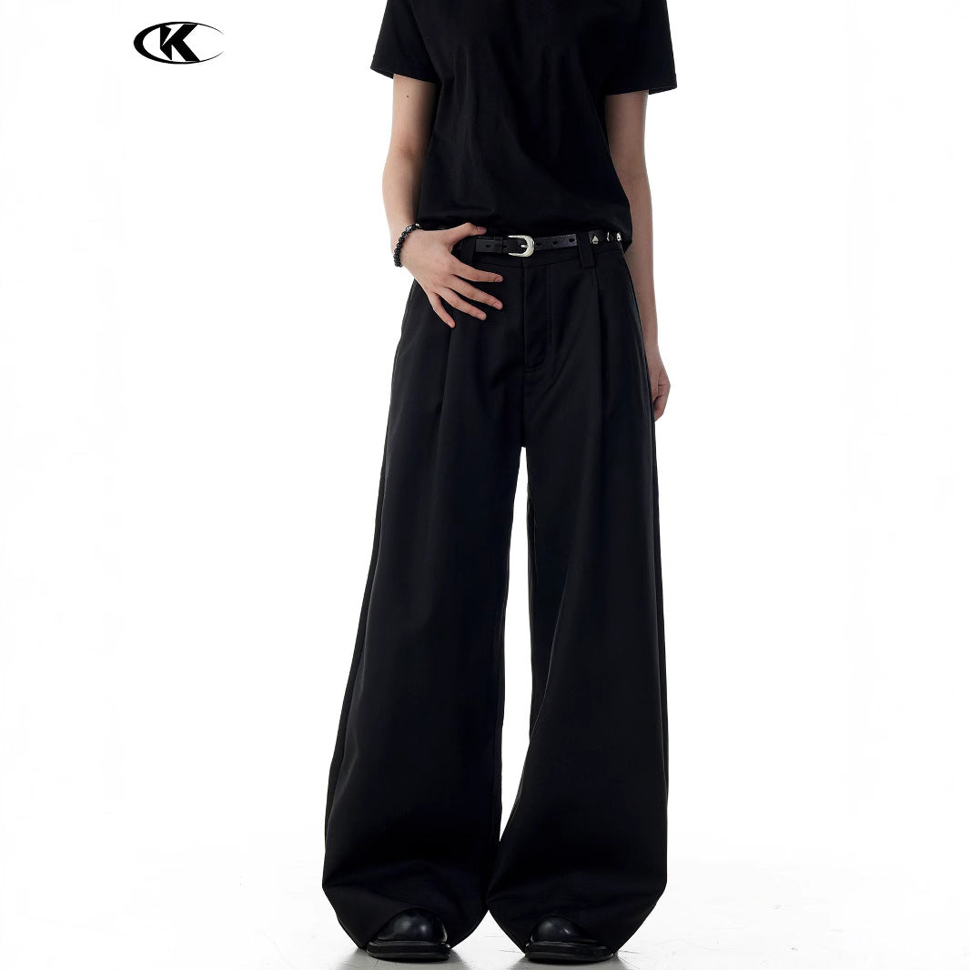11KN Straight Drape Wide-leg Loose and Simple Casual Trousers (Clearance)