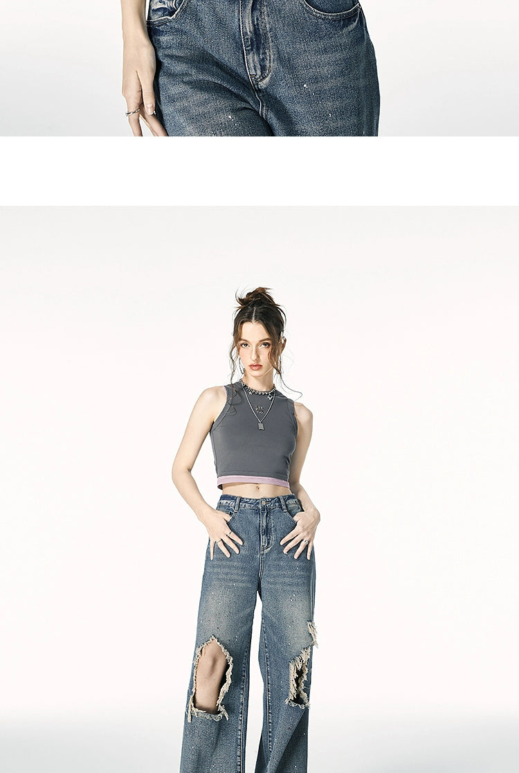 IMONE Back Hollow Contrast Vest