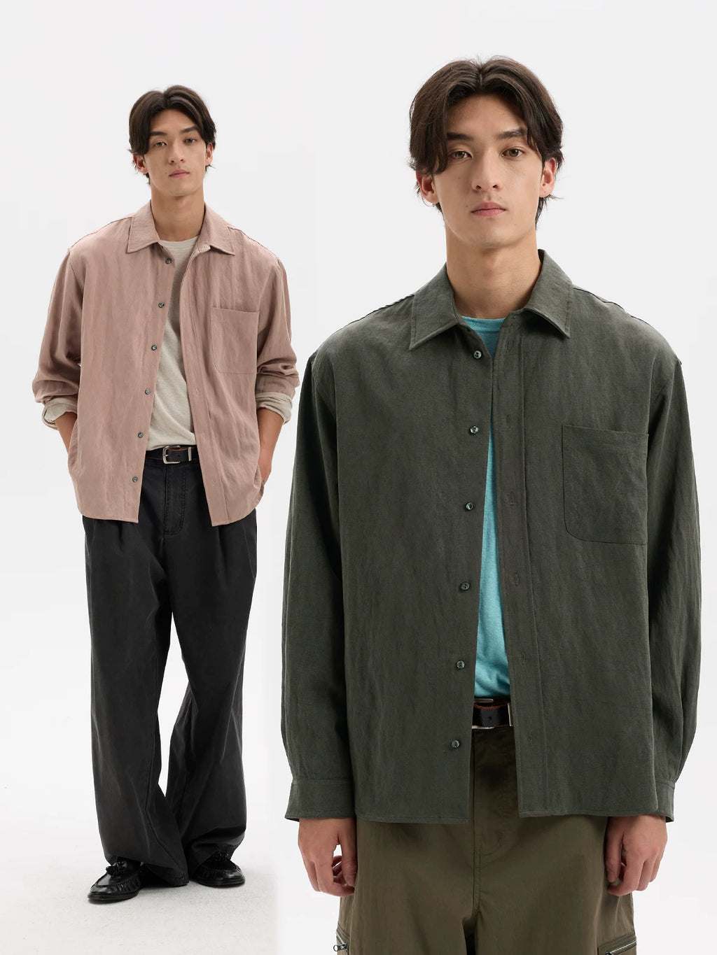 BUTTBILL Wrinkle-Resistant Relaxed Long-Sleeve Shirt