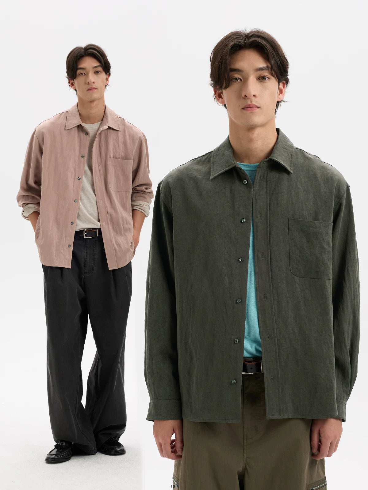 BUTTBILL Wrinkle-Resistant Relaxed Long-Sleeve Shirt